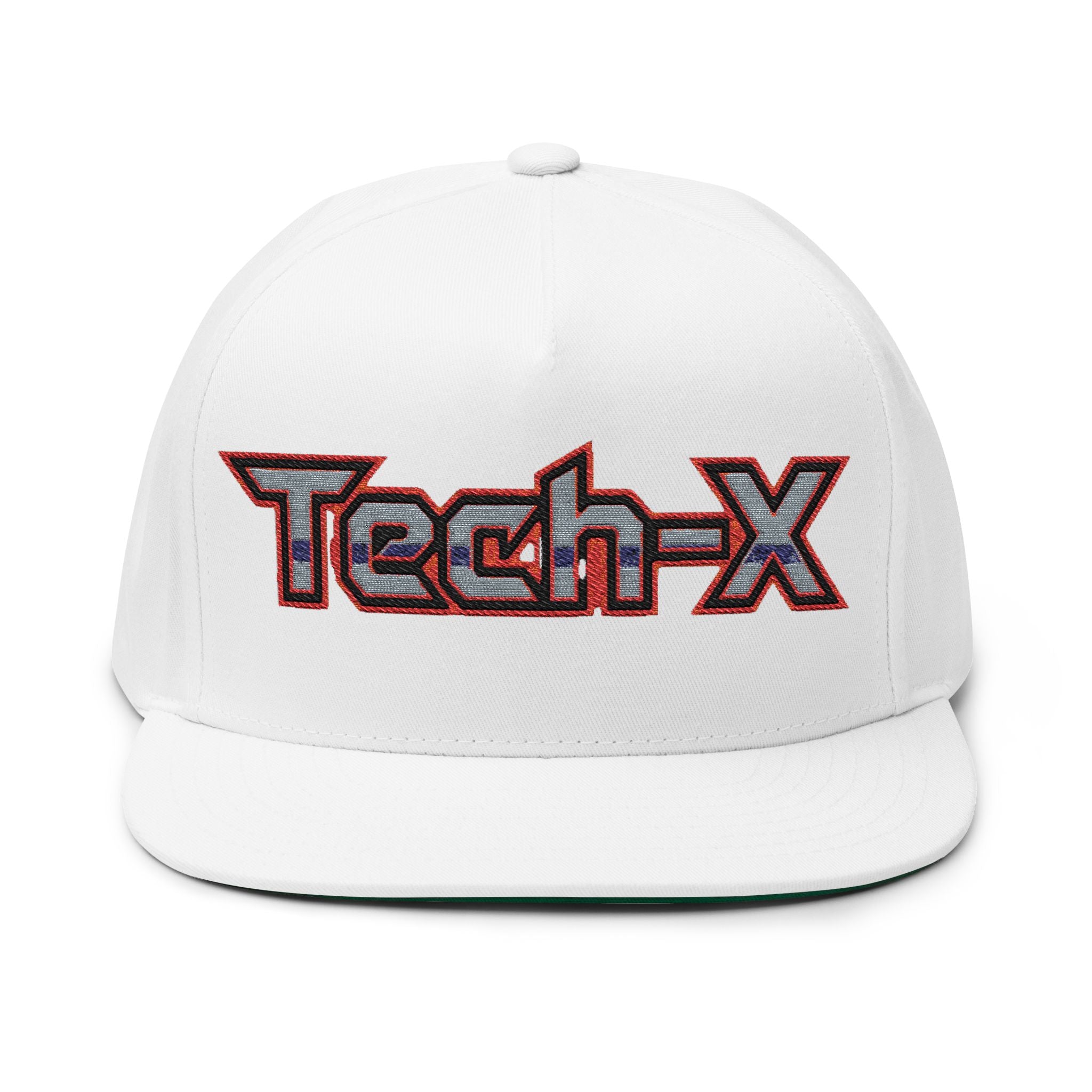 Tech-X Embroidered Flat Bill Cap – Retro Futuristic Logo Snapback